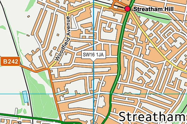 SW16 1JA map - OS VectorMap District (Ordnance Survey)