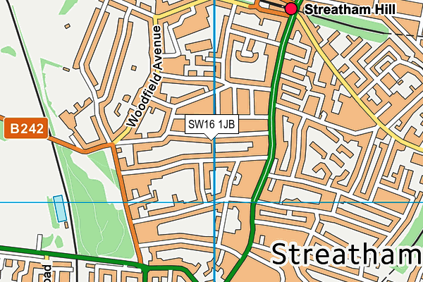 SW16 1JB map - OS VectorMap District (Ordnance Survey) SW16 1JB map - OS VectorMap District (Ordnance Survey)