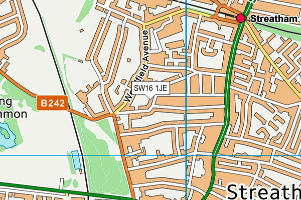 SW16 1JE map - OS VectorMap District (Ordnance Survey) SW16 1JE map - OS VectorMap District (Ordnance Survey)
