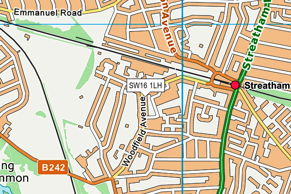 SW16 1LH map - OS VectorMap District (Ordnance Survey) SW16 1LH map - OS VectorMap District (Ordnance Survey)