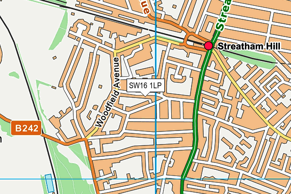 SW16 1LP map - OS VectorMap District (Ordnance Survey) SW16 1LP map - OS VectorMap District (Ordnance Survey)