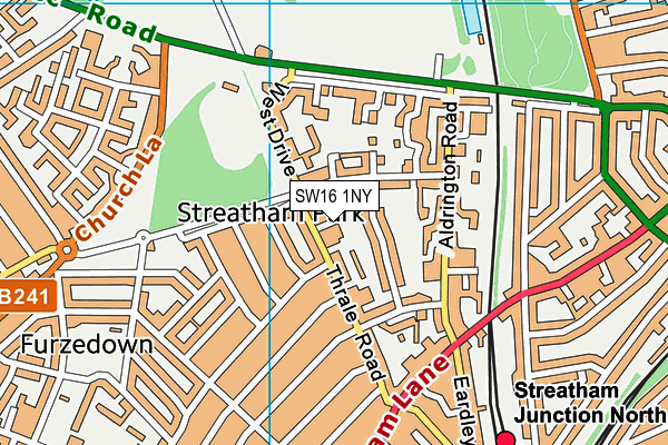 SW16 1NY map - OS VectorMap District (Ordnance Survey) SW16 1NY map - OS VectorMap District (Ordnance Survey)