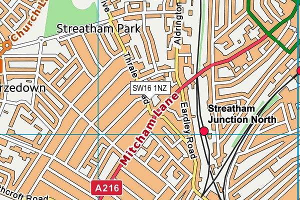 SW16 1NZ map - OS VectorMap District (Ordnance Survey) SW16 1NZ map - OS VectorMap District (Ordnance Survey)