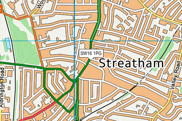 SW16 1PG map - OS VectorMap District (Ordnance Survey) SW16 1PG map - OS VectorMap District (Ordnance Survey)