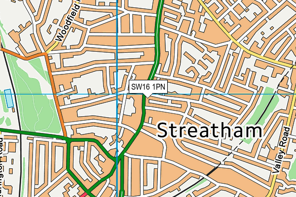 SW16 1PN map - OS VectorMap District (Ordnance Survey) SW16 1PN map - OS VectorMap District (Ordnance Survey)