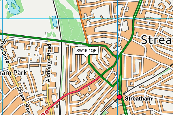 SW16 1QE map - OS VectorMap District (Ordnance Survey) SW16 1QE map - OS VectorMap District (Ordnance Survey)