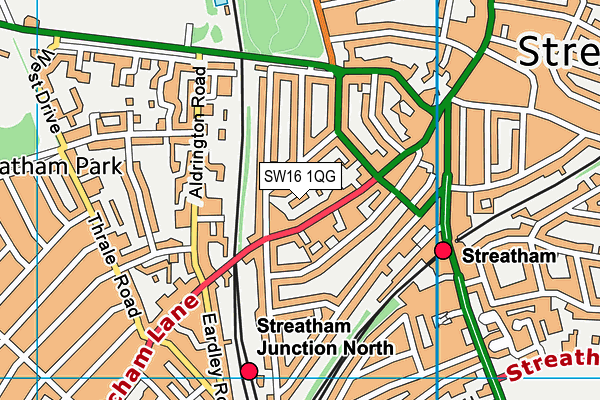 SW16 1QG map - OS VectorMap District (Ordnance Survey) SW16 1QG map - OS VectorMap District (Ordnance Survey)