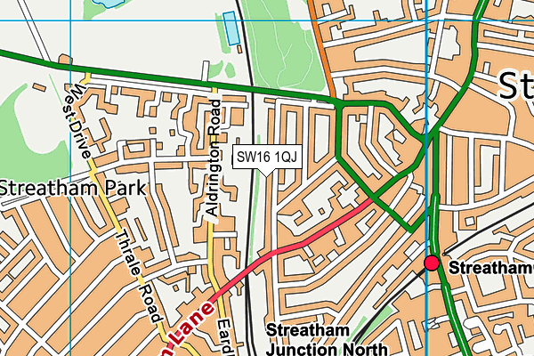 SW16 1QJ map - OS VectorMap District (Ordnance Survey) SW16 1QJ map - OS VectorMap District (Ordnance Survey)