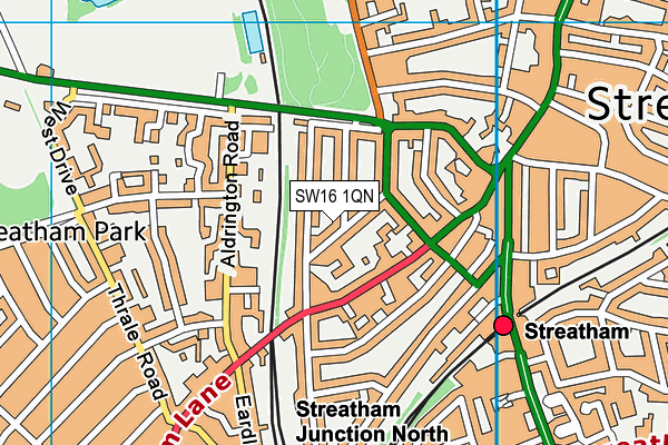 SW16 1QN map - OS VectorMap District (Ordnance Survey) SW16 1QN map - OS VectorMap District (Ordnance Survey)