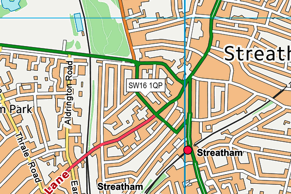 SW16 1QP map - OS VectorMap District (Ordnance Survey) SW16 1QP map - OS VectorMap District (Ordnance Survey)
