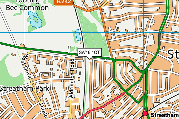 SW16 1QT map - OS VectorMap District (Ordnance Survey) SW16 1QT map - OS VectorMap District (Ordnance Survey)