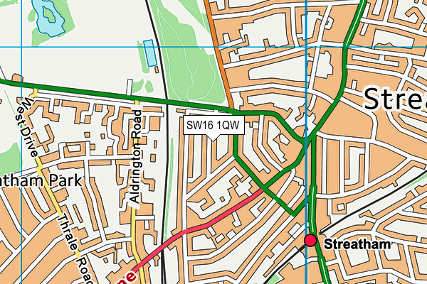 SW16 1QW map - OS VectorMap District (Ordnance Survey) SW16 1QW map - OS VectorMap District (Ordnance Survey)