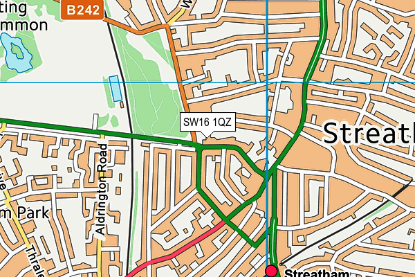 SW16 1QZ map - OS VectorMap District (Ordnance Survey) SW16 1QZ map - OS VectorMap District (Ordnance Survey)