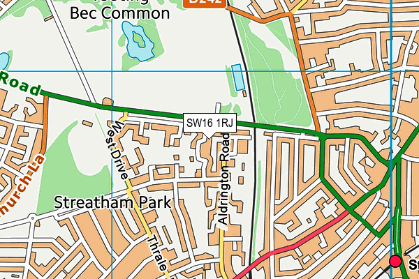 SW16 1RJ map - OS VectorMap District (Ordnance Survey) SW16 1RJ map - OS VectorMap District (Ordnance Survey)