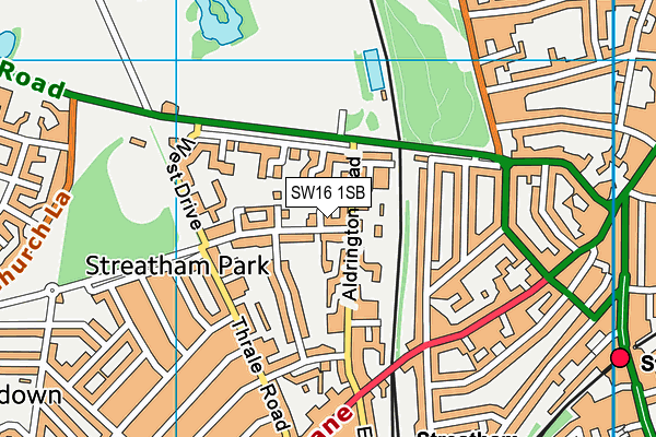 SW16 1SB map - OS VectorMap District (Ordnance Survey) SW16 1SB map - OS VectorMap District (Ordnance Survey)