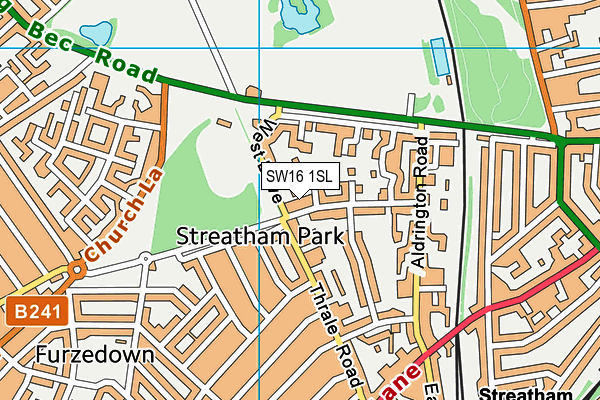 SW16 1SL map - OS VectorMap District (Ordnance Survey) SW16 1SL map - OS VectorMap District (Ordnance Survey)