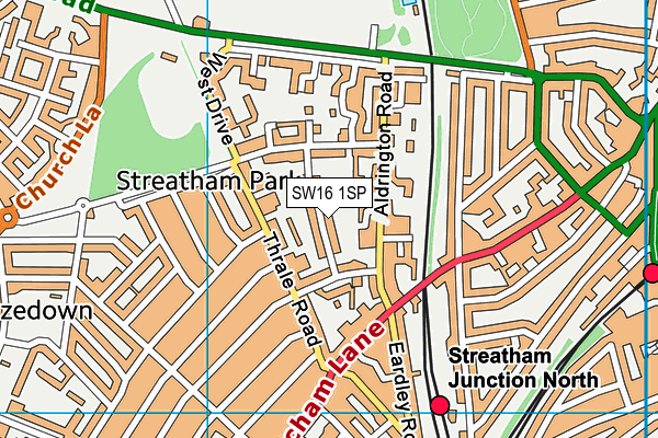 SW16 1SP map - OS VectorMap District (Ordnance Survey) SW16 1SP map - OS VectorMap District (Ordnance Survey)