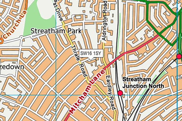 SW16 1SY map - OS VectorMap District (Ordnance Survey) SW16 1SY map - OS VectorMap District (Ordnance Survey)