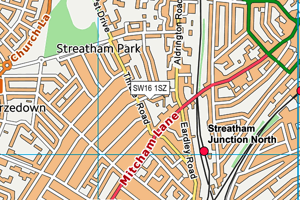 SW16 1SZ map - OS VectorMap District (Ordnance Survey) SW16 1SZ map - OS VectorMap District (Ordnance Survey)