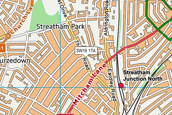 SW16 1TA map - OS VectorMap District (Ordnance Survey) SW16 1TA map - OS VectorMap District (Ordnance Survey)