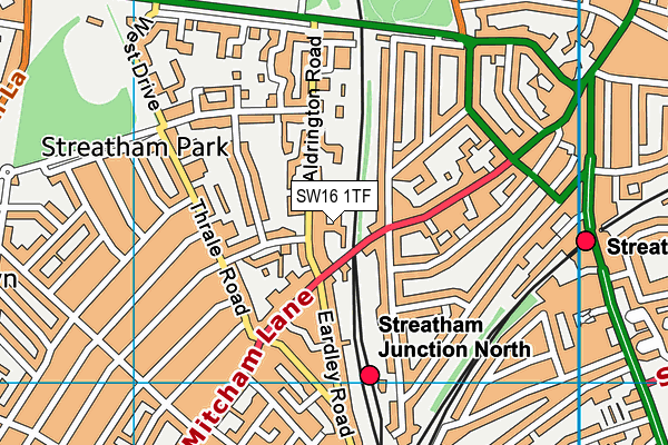 SW16 1TF map - OS VectorMap District (Ordnance Survey) SW16 1TF map - OS VectorMap District (Ordnance Survey)