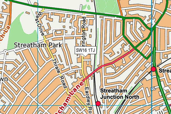 SW16 1TJ map - OS VectorMap District (Ordnance Survey) SW16 1TJ map - OS VectorMap District (Ordnance Survey)
