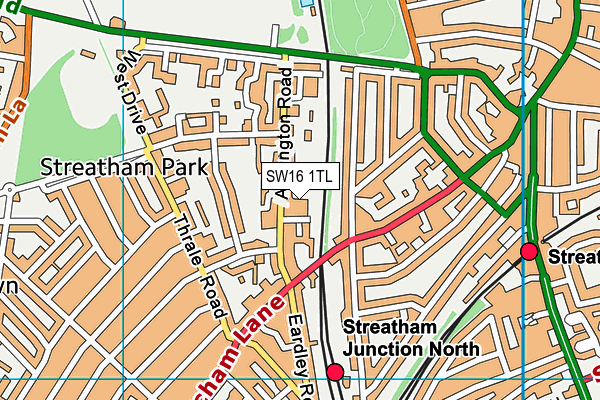 SW16 1TL map - OS VectorMap District (Ordnance Survey) SW16 1TL map - OS VectorMap District (Ordnance Survey)