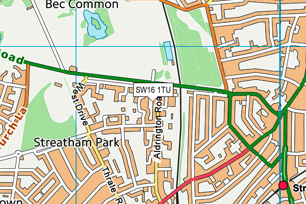 SW16 1TU map - OS VectorMap District (Ordnance Survey) SW16 1TU map - OS VectorMap District (Ordnance Survey)