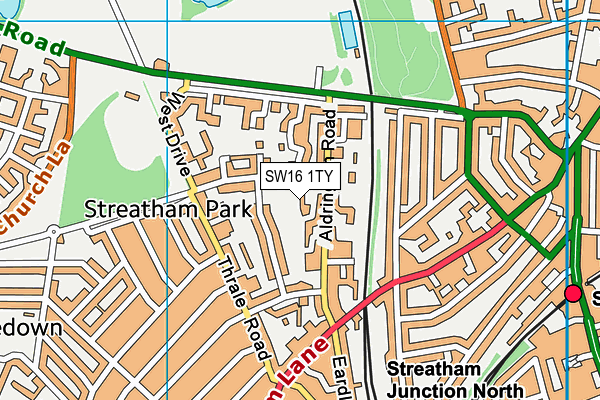 SW16 1TY map - OS VectorMap District (Ordnance Survey) SW16 1TY map - OS VectorMap District (Ordnance Survey)