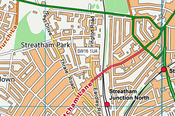 SW16 1UA map - OS VectorMap District (Ordnance Survey) SW16 1UA map - OS VectorMap District (Ordnance Survey)