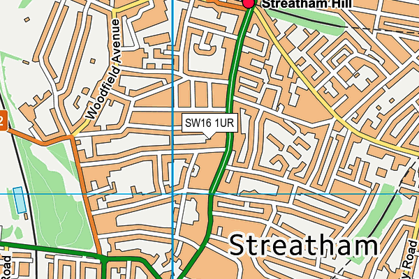 SW16 1UR map - OS VectorMap District (Ordnance Survey) SW16 1UR map - OS VectorMap District (Ordnance Survey)