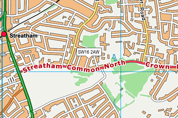 SW16 2AW map - OS VectorMap District (Ordnance Survey) SW16 2AW map - OS VectorMap District (Ordnance Survey)
