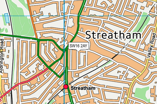 SW16 2AY map - OS VectorMap District (Ordnance Survey) SW16 2AY map - OS VectorMap District (Ordnance Survey)