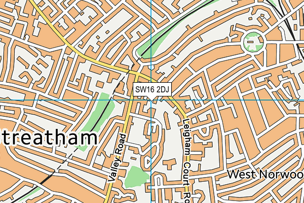 SW16 2DJ map - OS VectorMap District (Ordnance Survey) SW16 2DJ map - OS VectorMap District (Ordnance Survey)