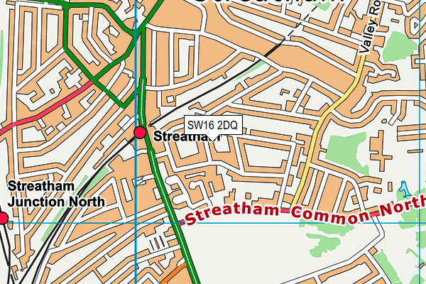 SW16 2DQ map - OS VectorMap District (Ordnance Survey)