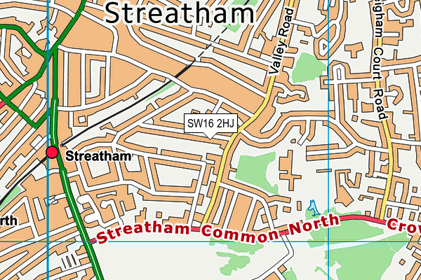 SW16 2HJ map - OS VectorMap District (Ordnance Survey) SW16 2HJ map - OS VectorMap District (Ordnance Survey)