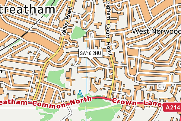 SW16 2HU map - OS VectorMap District (Ordnance Survey) SW16 2HU map - OS VectorMap District (Ordnance Survey)
