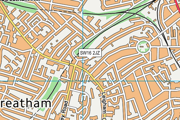SW16 2JZ map - OS VectorMap District (Ordnance Survey) SW16 2JZ map - OS VectorMap District (Ordnance Survey)