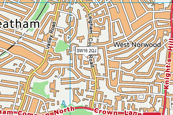 SW16 2QJ map - OS VectorMap District (Ordnance Survey)