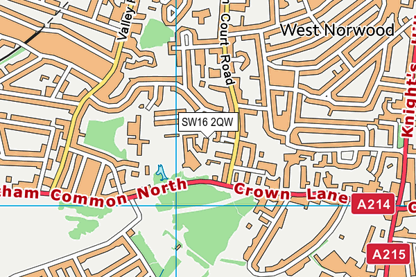SW16 2QW map - OS VectorMap District (Ordnance Survey) SW16 2QW map - OS VectorMap District (Ordnance Survey)