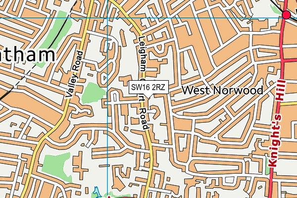 SW16 2RZ map - OS VectorMap District (Ordnance Survey) SW16 2RZ map - OS VectorMap District (Ordnance Survey)