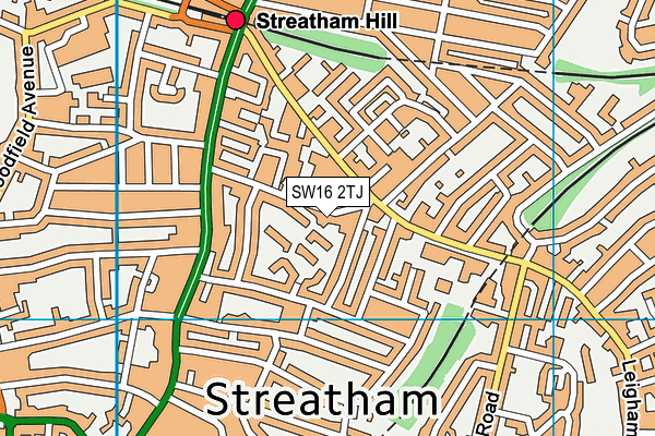 SW16 2TJ map - OS VectorMap District (Ordnance Survey)