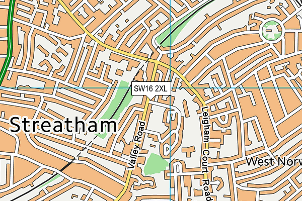 SW16 2XL map - OS VectorMap District (Ordnance Survey) SW16 2XL map - OS VectorMap District (Ordnance Survey)