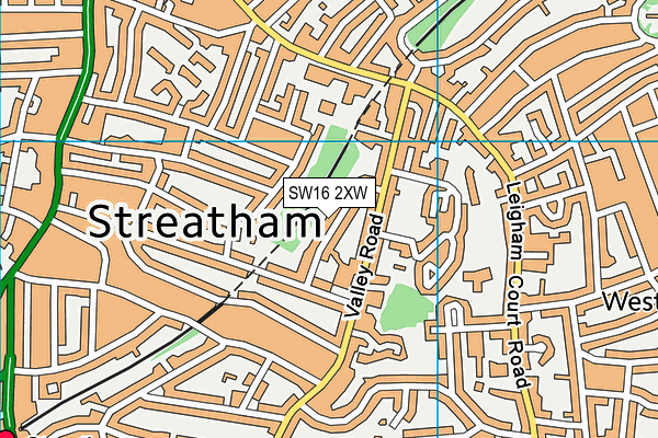 SW16 2XW map - OS VectorMap District (Ordnance Survey) SW16 2XW map - OS VectorMap District (Ordnance Survey)