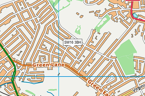 SW16 3BH map - OS VectorMap District (Ordnance Survey) SW16 3BH map - OS VectorMap District (Ordnance Survey)