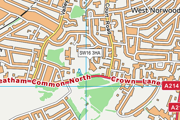 SW16 3HA map - OS VectorMap District (Ordnance Survey)