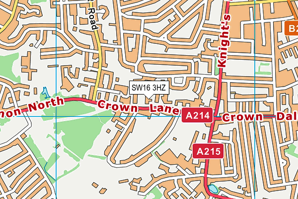 SW16 3HZ map - OS VectorMap District (Ordnance Survey)