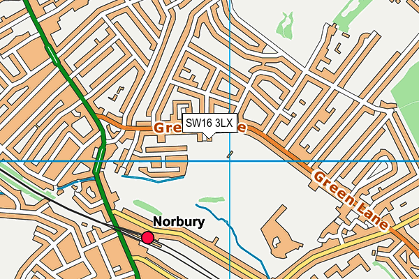 SW16 3LX map - OS VectorMap District (Ordnance Survey) SW16 3LX map - OS VectorMap District (Ordnance Survey)
