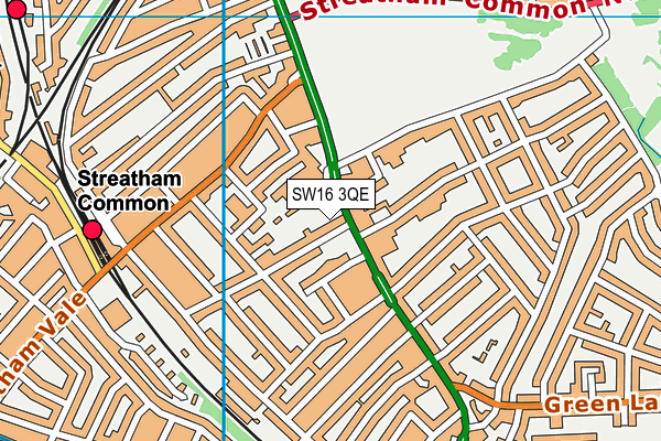 SW16 3QE map - OS VectorMap District (Ordnance Survey)