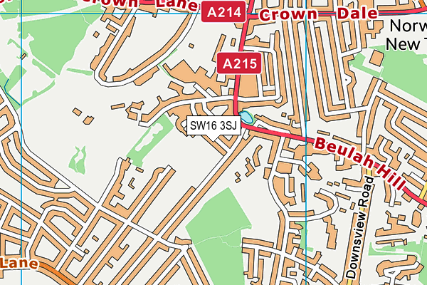 SW16 3SJ map - OS VectorMap District (Ordnance Survey) SW16 3SJ map - OS VectorMap District (Ordnance Survey)